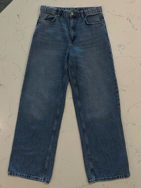 Girls Size 14 Light Wash Wide Leg Jeans Y2K Style Denim Pants